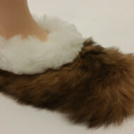 Baby Alpaca Fur Collar Slipper Hand Sewn - Shoe Style - Mixed Color - 72911705