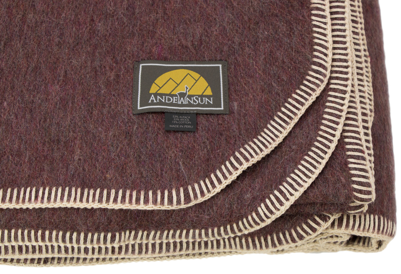 Alpaca QUEEN Blanket Heavy Weight 6 lbs AndeanSun - Ivory Stripe - 16893551