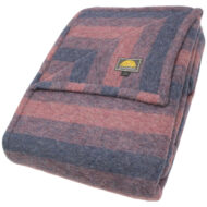 Alpaca QUEEN Striped Blanket Heavy Weight 6.10 lbs AndeanSun - Heather steel blue gray and Heather Red - 16893553