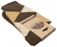 Argyle Alpaca Dress Socks - by AndeanSun - Brown with Camel and Beige Diamonds - 16711708