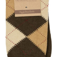 Argyle Alpaca Dress Socks - by AndeanSun - Brown with Camel and Beige Diamonds - 16711708