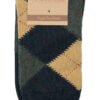 Argyle Alpaca Dress Socks - by AndeanSun - Navy Blue with Camel and Grey Diamonds - 16711708