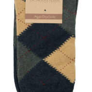 Argyle Alpaca Dress Socks - by AndeanSun - Navy Blue with Camel and Grey Diamonds - 16711708