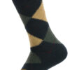 Argyle Alpaca Dress Socks - by AndeanSun - Navy Blue with Camel and Grey Diamonds - 16711708