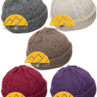 Cable Knit Fold Over Beanie Alpaca Hat - 16752222