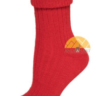 Women's Ribbed Crew Alpaca Socks by AndeanSun - Bright Red - 16711705