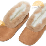 Alpaca Fur Collar Slipper - Faux Suede - Shoe Style - Camel - 72911702