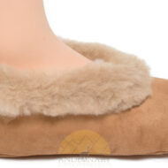 Alpaca Fur Collar Slipper - Faux Suede - Shoe Style - Camel - 72911702