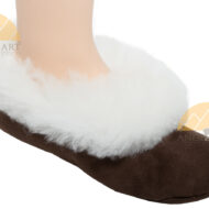 Alpaca Fur Collar Slipper - Faux Suede - Shoe Style - Brown - 72911702