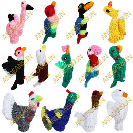 NEW FOR 2018! 50PK Hand Knitted Finger Puppets ASSORTED BIRDS - RAW - 1594170850PK-MTO