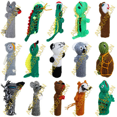 NEW FOR 2018! 50PK Hand Knitted Finger Puppets ASSORTED WILD Animals - RAW - 1594171150PK-MTO