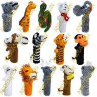 NEW FOR 2018! 50PK Hand Knitted Finger Puppets ASSORTED ZOO Animals - RAW - 1594171050PK-MTO