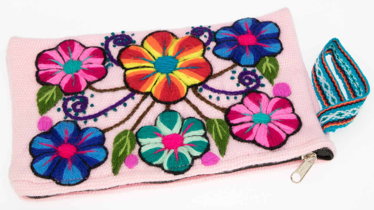 Hand Embroidered Wool Wristlet - Flowers by AndeanArt - US Stock - Image 8
