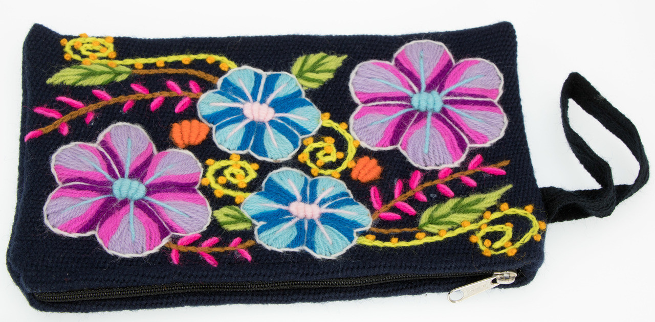 Hand Embroidered Wool Wristlet - Flowers by AndeanArt - US Stock - Image 11