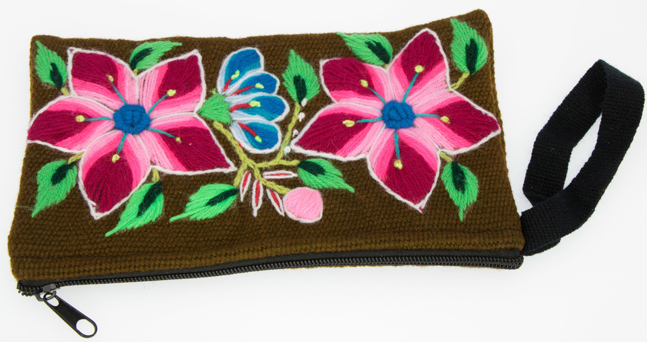 Hand Embroidered Wool Wristlet - Flowers by AndeanArt - US Stock - Image 14