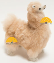 Alpaca Fur Stuffed Figurine Standing with booties 10" - Beige - 15161657