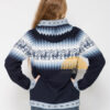 Alpaca Motif Hoodie Zip-Up Cardigan - Alpaca Sweater - Navy Blue - 16261711