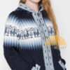 Alpaca Motif Hoodie Zip-Up Cardigan - Alpaca Sweater - Navy Blue - 16261711