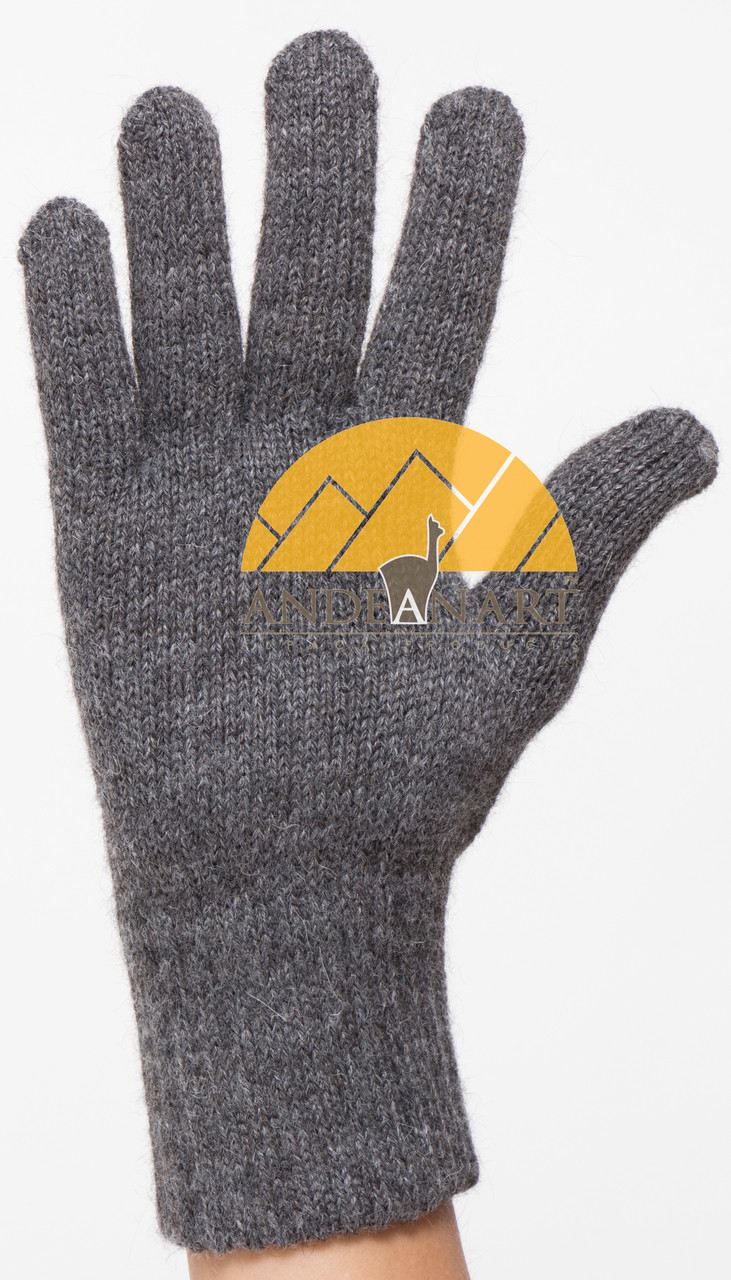 Classic Blend Alpaca Gloves made with 50% Alpaca Yarn by AndeanSun - Grey - 16783805