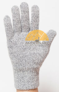 Classic Blend Alpaca Gloves made with 50% Alpaca Yarn by AndeanSun - Light Grey and White Marled Large - 16783805